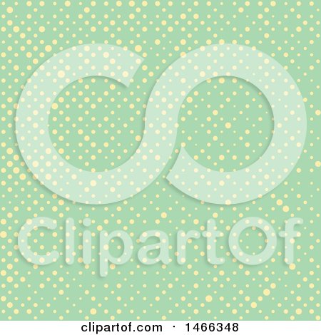 Clipart of a Retro Yellow and Green Polka Dot Background - Royalty Free Vector Illustration by KJ Pargeter