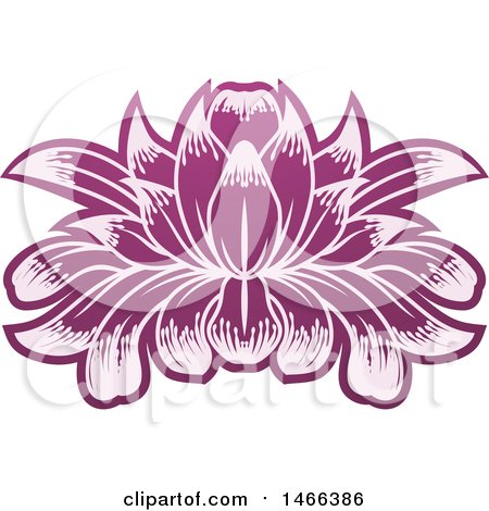 Clipart of a Purple Blooming Lotus Flower - Royalty Free Vector Illustration by AtStockIllustration