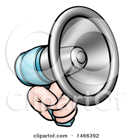 Clipart of a Cartoon Hand Holding a Megaphone - Royalty Free Vector Illustration by AtStockIllustration