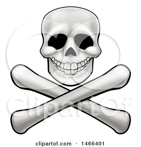 Clipart of a Human Skull over Crossbones - Royalty Free Vector Illustration by AtStockIllustration