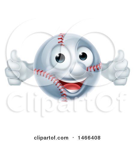 Clipart of a Baseball Mascot Giving Two Thumbs up - Royalty Free Vector Illustration by AtStockIllustration