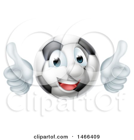 Clipart of a Soccer Ball Mascot Character Giving Two Thumbs up - Royalty Free Vector Illustration by AtStockIllustration