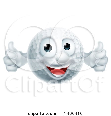 Clipart of a Golf Ball Mascot Giving Two Thumbs up - Royalty Free Vector Illustration by AtStockIllustration
