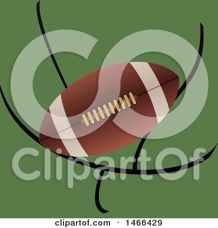 Clipart of an American Football over an Abstract Goal - Royalty Free Vector Illustration by elaineitalia