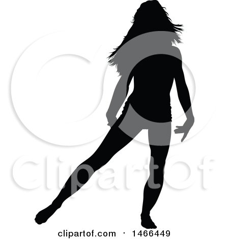 Clipart of a Silhouetted Woman Dancing - Royalty Free Vector Illustration by dero