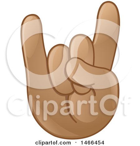 Clipart of a Hand Emoji Gesturing the Sign of the Horns - Royalty Free Vector Illustration by yayayoyo