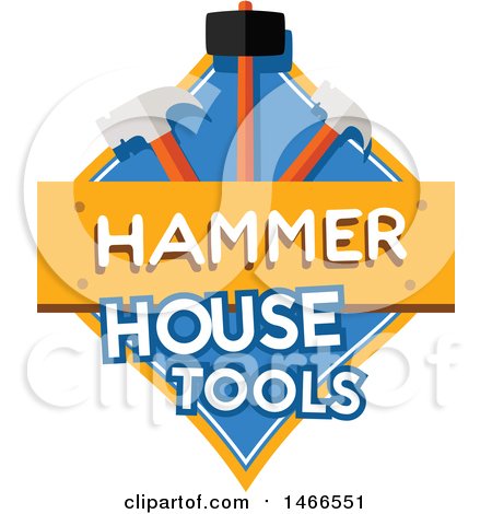 Clipart of a Hammer Shield Design with Text - Royalty Free Vector Illustration by Vector Tradition SM