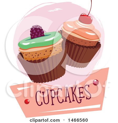 Clipart of a Cupcake Design with Text - Royalty Free Vector Illustration by Vector Tradition SM