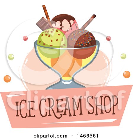 Clipart of an Ice Cream Sundae Design with Text - Royalty Free Vector Illustration by Vector Tradition SM