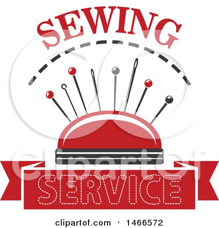 Clipart of a Sewing Pin Cusion and Needles Design - Royalty Free Vector Illustration by Vector Tradition SM