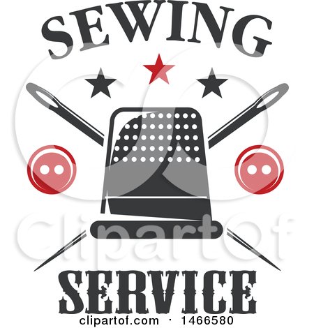 Clipart of a Sewing Thymbol, Button and Crossed Needle Design - Royalty Free Vector Illustration by Vector Tradition SM
