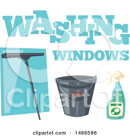 Clipart of a Washing Windows Cleaning Design - Royalty Free Vector Illustration by Vector Tradition SM