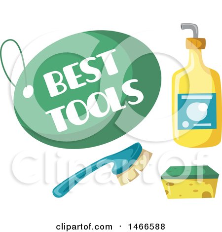 Clipart of a Best Tools Tag with Cleaning Items - Royalty Free Vector Illustration by Vector Tradition SM