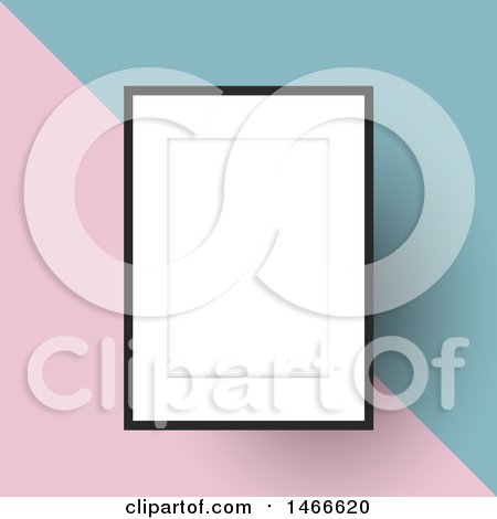 Clipart of a Blank Picture Frame on a Diagonal Blue and Pink Background - Royalty Free Vector Illustration by KJ Pargeter