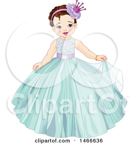 Clipart of a Toddler Princess Girl - Royalty Free Vector Illustration by Pushkin