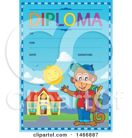 Clipart of a Monkey Student Diploma Design - Royalty Free Vector Illustration by visekart
