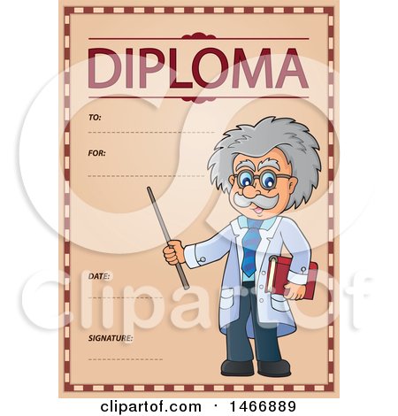 Clipart of a Science Teacher on a Diploma - Royalty Free Vector Illustration by visekart