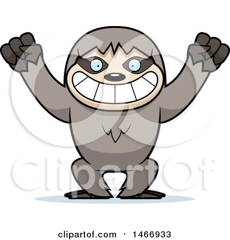 Clipart of a Cheering Sloth - Royalty Free Vector Illustration by Cory Thoman