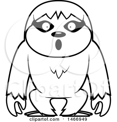 Clipart of a Lineart Surprised Sloth - Royalty Free Vector Illustration by Cory Thoman