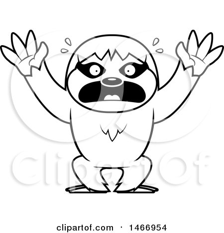 Clipart of a Lineart Scared Sloth - Royalty Free Vector Illustration by Cory Thoman