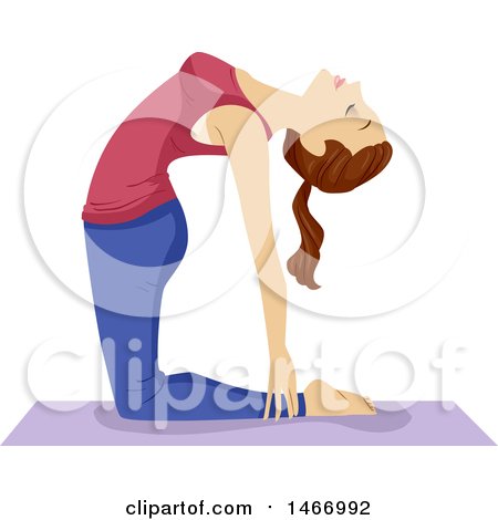 Clipart of a Teenage Girl in a Camel Yoga Pose - Royalty Free Vector Illustration by BNP Design Studio