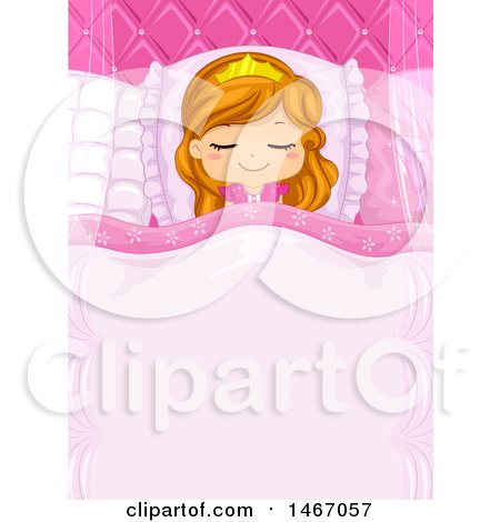 Clipart of a Sleeping Princess Girl - Royalty Free Vector Illustration by BNP Design Studio