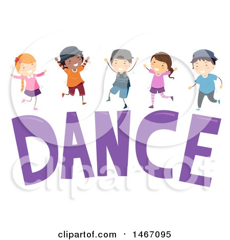 Clipart of a Group of Children over the Word Dance - Royalty Free Vector Illustration by BNP Design Studio
