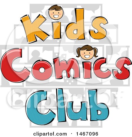 Clipart of a Kids Comic Club Design with Faces - Royalty Free Vector Illustration by BNP Design Studio