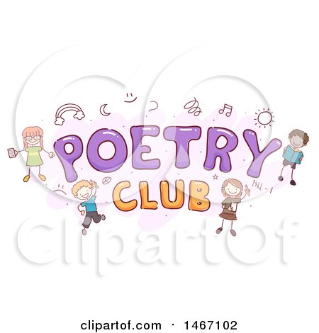 Clipart of a Sketch of Children Around the Words Poetry Club - Royalty Free Vector Illustration by BNP Design Studio