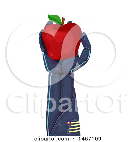 Clipart of a Robotic Hand Holding an Apple - Royalty Free Vector Illustration by BNP Design Studio