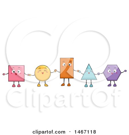 Clipart of a Group of Happy Shapes Holding Hands - Royalty Free Vector Illustration by BNP Design Studio