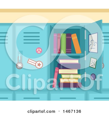 Clipart of a School Locker with Books - Royalty Free Vector Illustration by BNP Design Studio