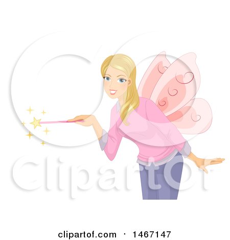 Clipart of a Female Teacher in a Fairy Costume - Royalty Free Vector Illustration by BNP Design Studio