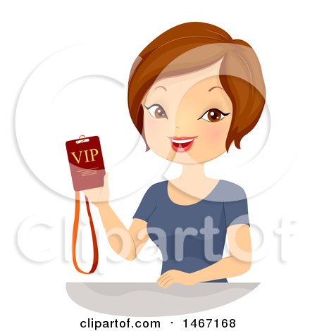 Clipart of a Woman Holding a Vip Event Pass - Royalty Free Vector Illustration by BNP Design Studio