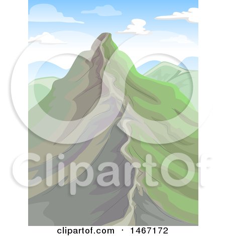 Clipart of a Landscape Showing a Mountain Ridge - Royalty Free Vector Illustration by BNP Design Studio