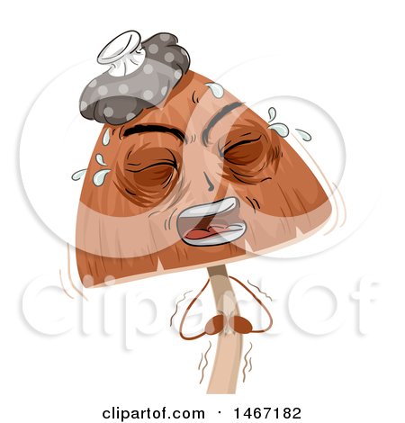 Clipart of a Psychedelic Mushroom Mascot with a Stomach Ache - Royalty Free Vector Illustration by BNP Design Studio