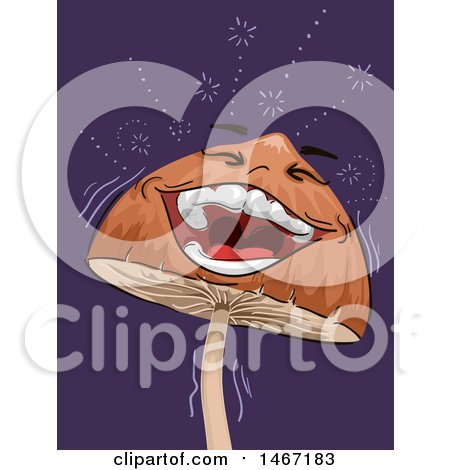 Clipart of a Psychedelic Mushroom Mascot Laughing - Royalty Free Vector Illustration by BNP Design Studio