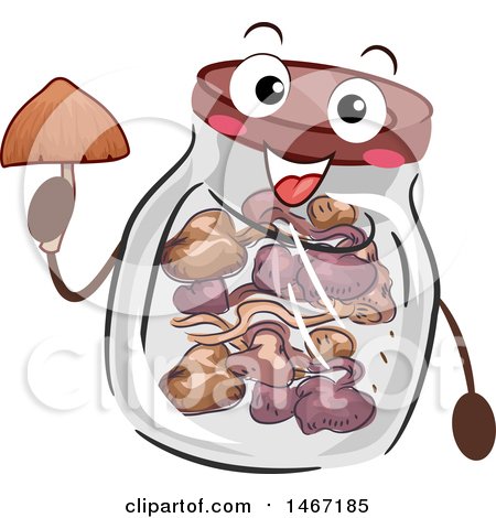 Clipart of a Jar of Psychedelic Mushrooms - Royalty Free Vector Illustration by BNP Design Studio