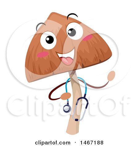 Clipart of a Psychedelic Mushroom Mascot Wearing a Stethoscope - Royalty Free Vector Illustration by BNP Design Studio