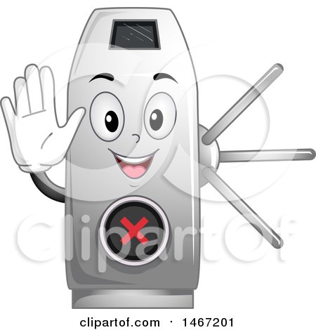 Clipart of a Turnstile Mascot Gesturing to Stop - Royalty Free Vector Illustration by BNP Design Studio