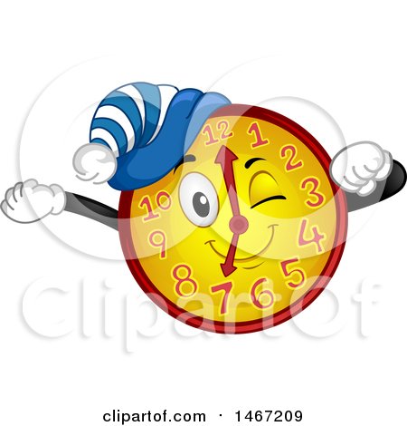 Clipart of a Clock Mascot Stretching - Royalty Free Vector Illustration by BNP Design Studio