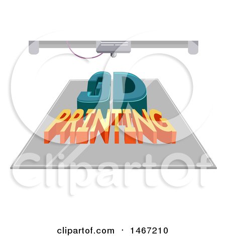 Clipart of a 3d Printing Machine with Text - Royalty Free Vector Illustration by BNP Design Studio