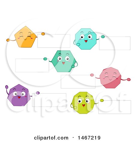 Clipart of Shape Characters Holding Signs - Royalty Free Vector Illustration by BNP Design Studio