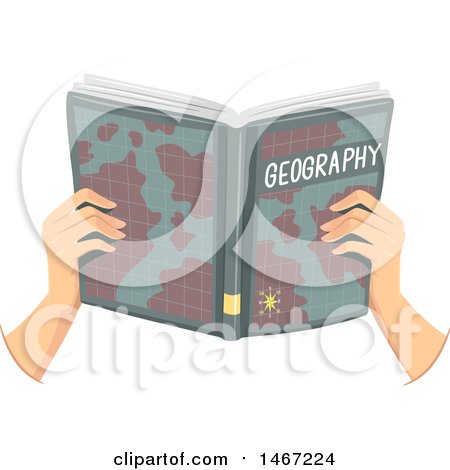 Clipart of a Pair of Hands Holding a Geography Book - Royalty Free Vector Illustration by BNP Design Studio