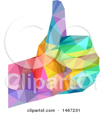 Clipart of a Colorful Geometric Thumb up Hand - Royalty Free Vector Illustration by BNP Design Studio
