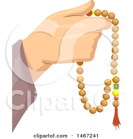 Clipart of a Muslim Devotee Hand Holding Islamic Prayer Beads - Royalty Free Vector Illustration by BNP Design Studio
