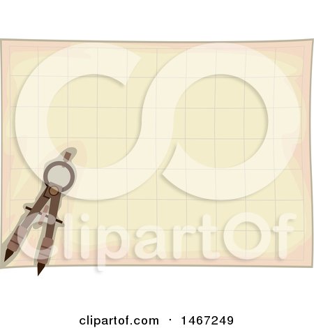 Clipart of a Drafting Compass over a Grid - Royalty Free Vector Illustration by BNP Design Studio