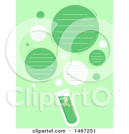 Clipart of a Green Background with Bubbles and a Test Tube - Royalty Free Vector Illustration by BNP Design Studio