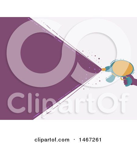 Clipart of a Hand Holding a Laser Gun Emitting a Purple Beam - Royalty Free Vector Illustration by BNP Design Studio