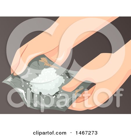 Clipart of a Drug Addict Spreading a Tin Foil Filled with a White Powder - Royalty Free Vector Illustration by BNP Design Studio